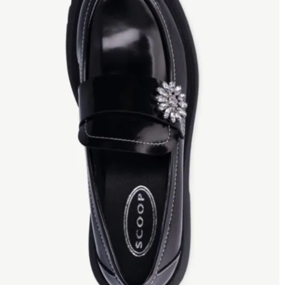 Scoop NYC Women’s Black Embellished Chunky Loafers Shoes 7.5 NEW - Picture 4 of 8